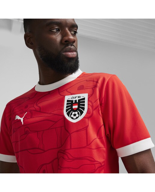 T-shirt de Homem 1.º Equipamento Áustria ÖFB 2024 Réplica Vermelho-5