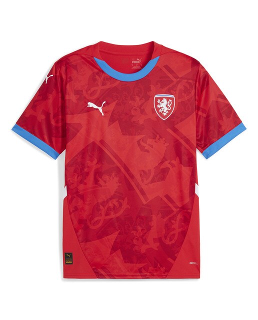 T-shirt de Homem 1.º Equipamento República Checa FACR 2024 Réplica Vermelho-6