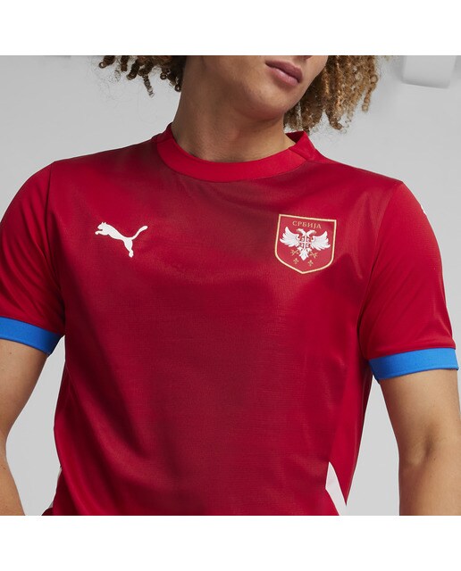 T-shirt de Homem 1.º Equipamento Sérvia FSS 2024 Réplica Vermelho-4