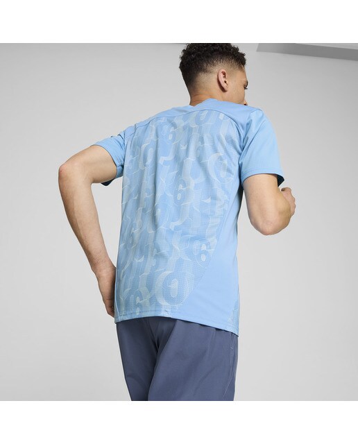 T-shirt de Homem Manchester City 2024-2025 Prematch SS Jer Azul-2