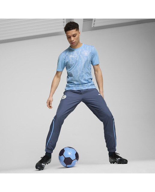 T-shirt de Homem Manchester City 2024-2025 Prematch SS Jer Azul-4