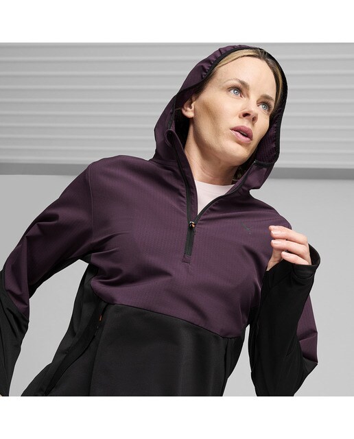 Sweatshirt de Mulher Seasons Microfleece Hooded Hybrid 1/2 Zip Preto-3