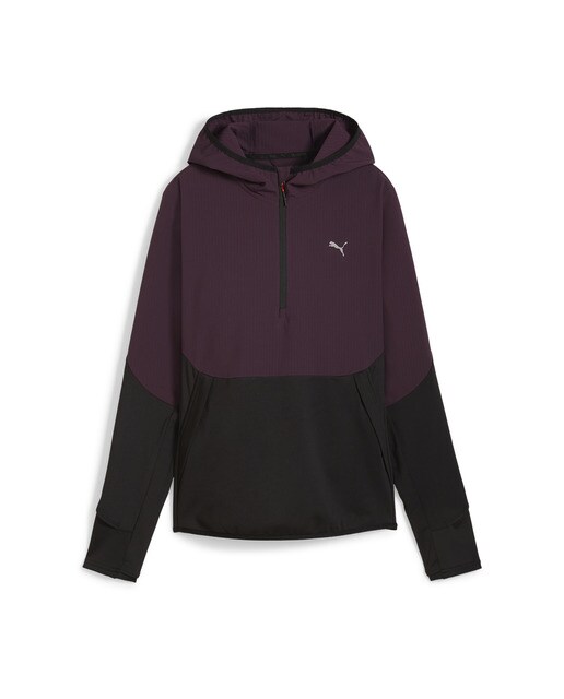 Sweatshirt de Mulher Seasons Microfleece Hooded Hybrid 1/2 Zip Preto-5