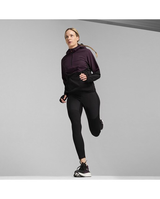 Sweatshirt de Mulher Seasons Microfleece Hooded Hybrid 1/2 Zip Preto-7