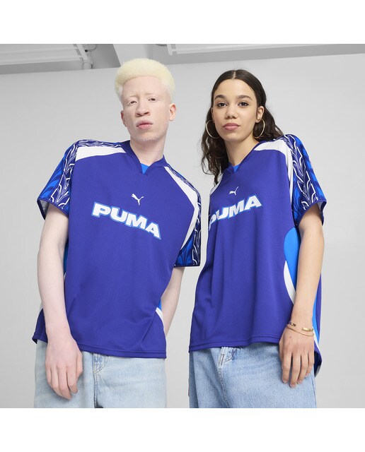 T-shirt de Homem Football Jersey Azul-1