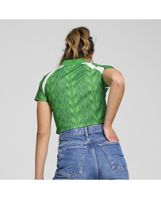 T-shirt de Mulher Football Jersey Baby Tee Verde-2