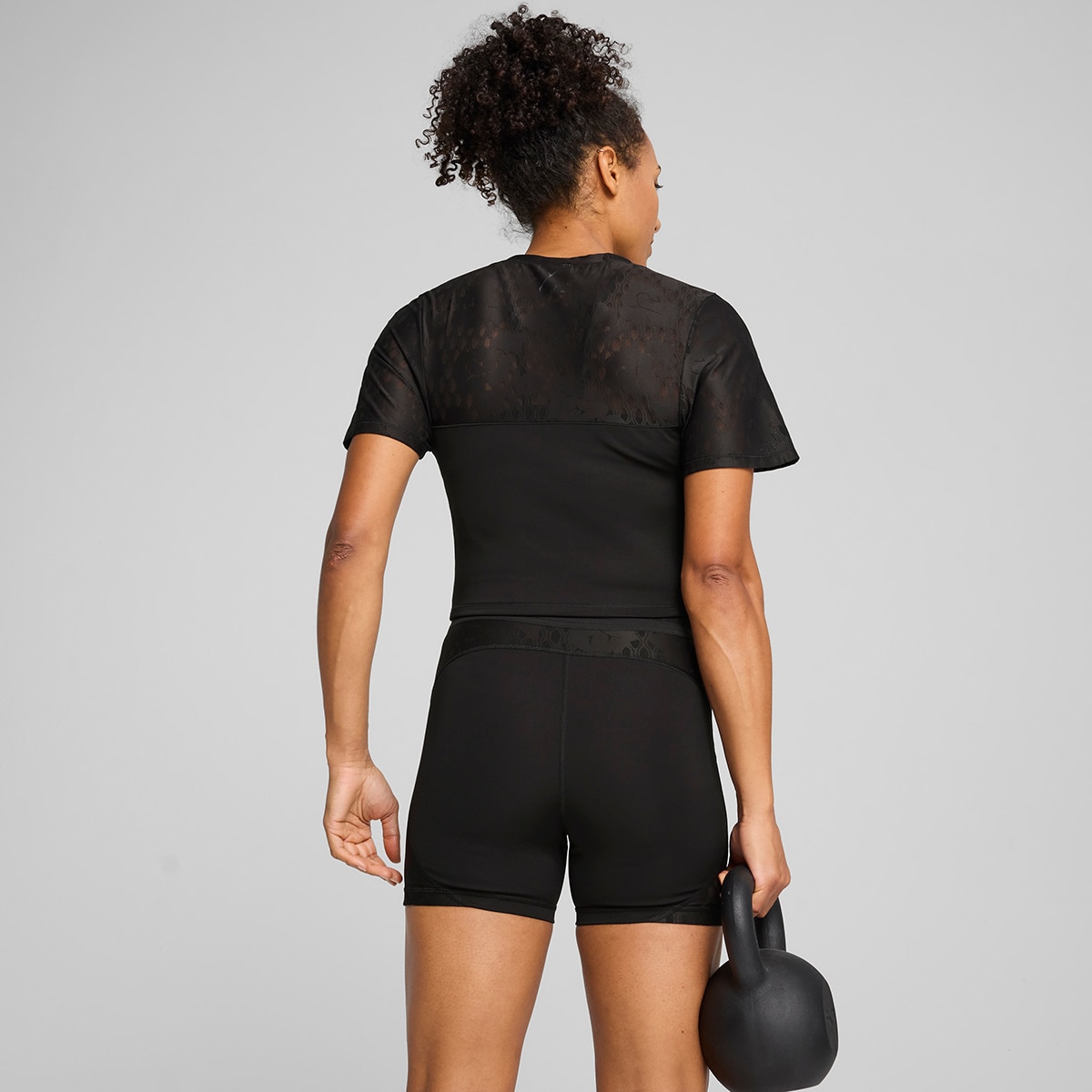 T-shirt de Mulher Lace Top-Short Preto-2