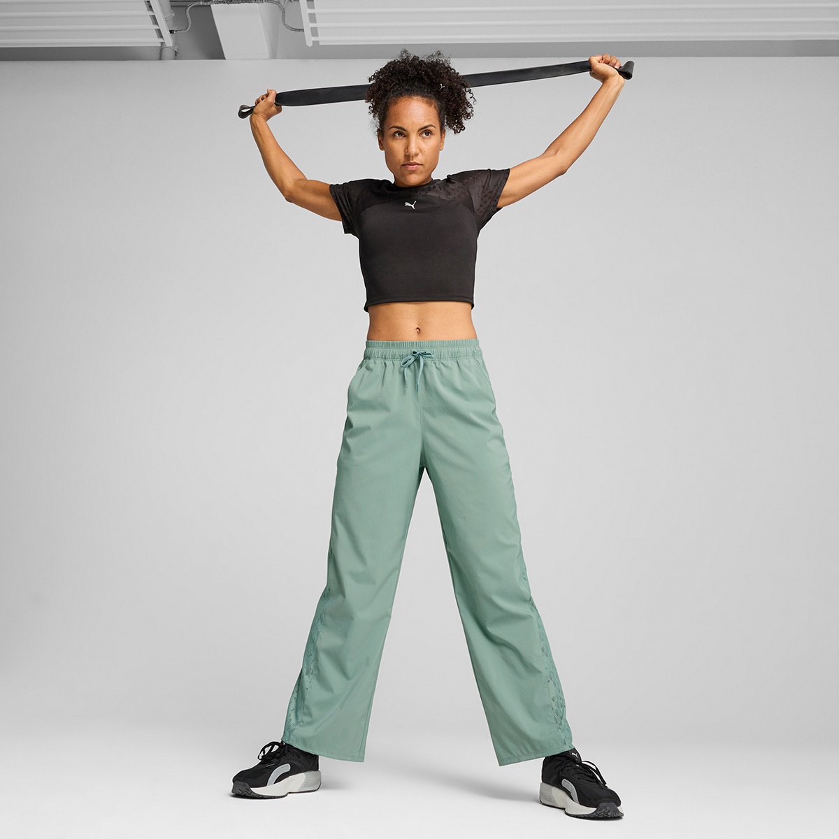 Calças de Mulher Lace Woven Verde-5