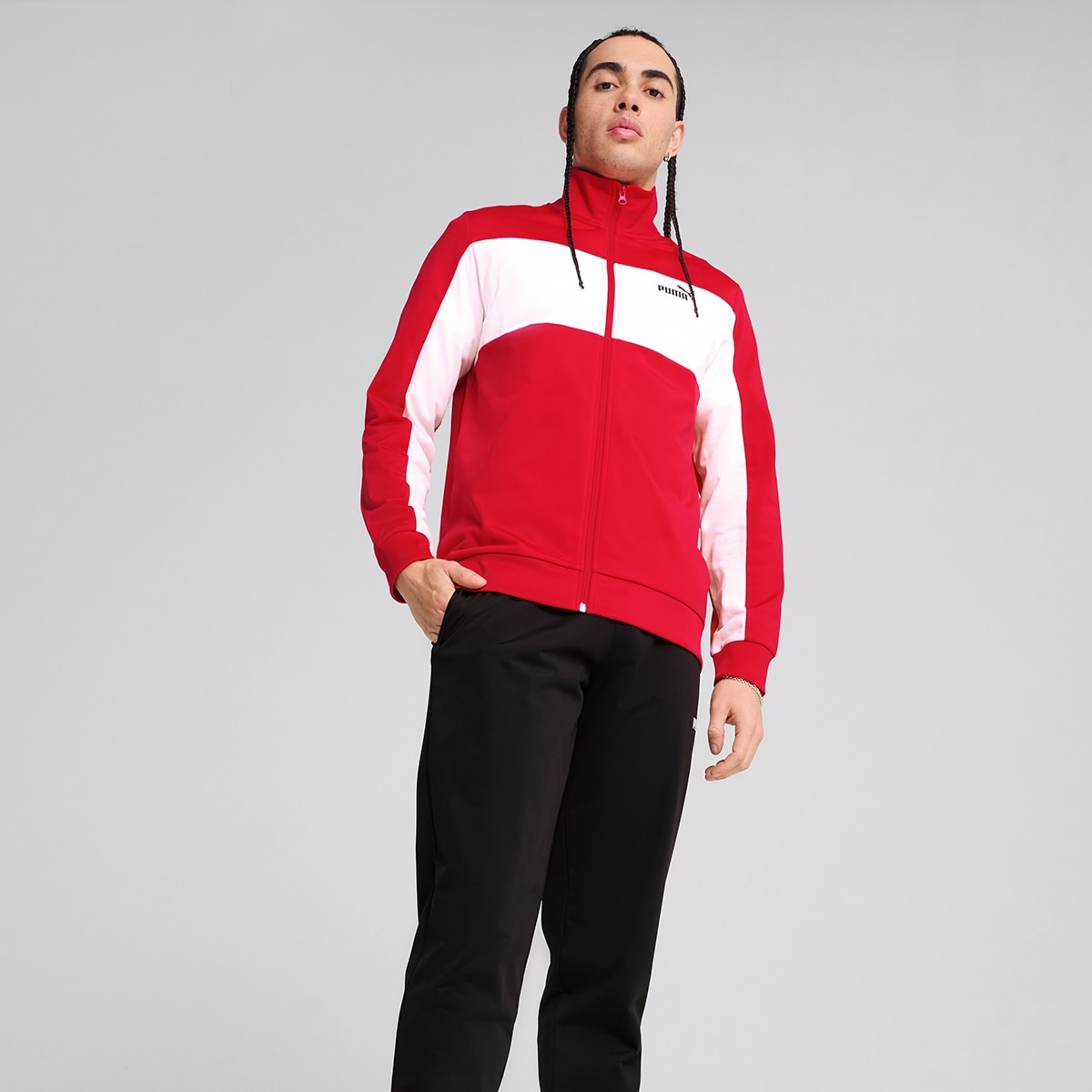 Fato de Treino de Homem Poly Colorblock Vermelho-3