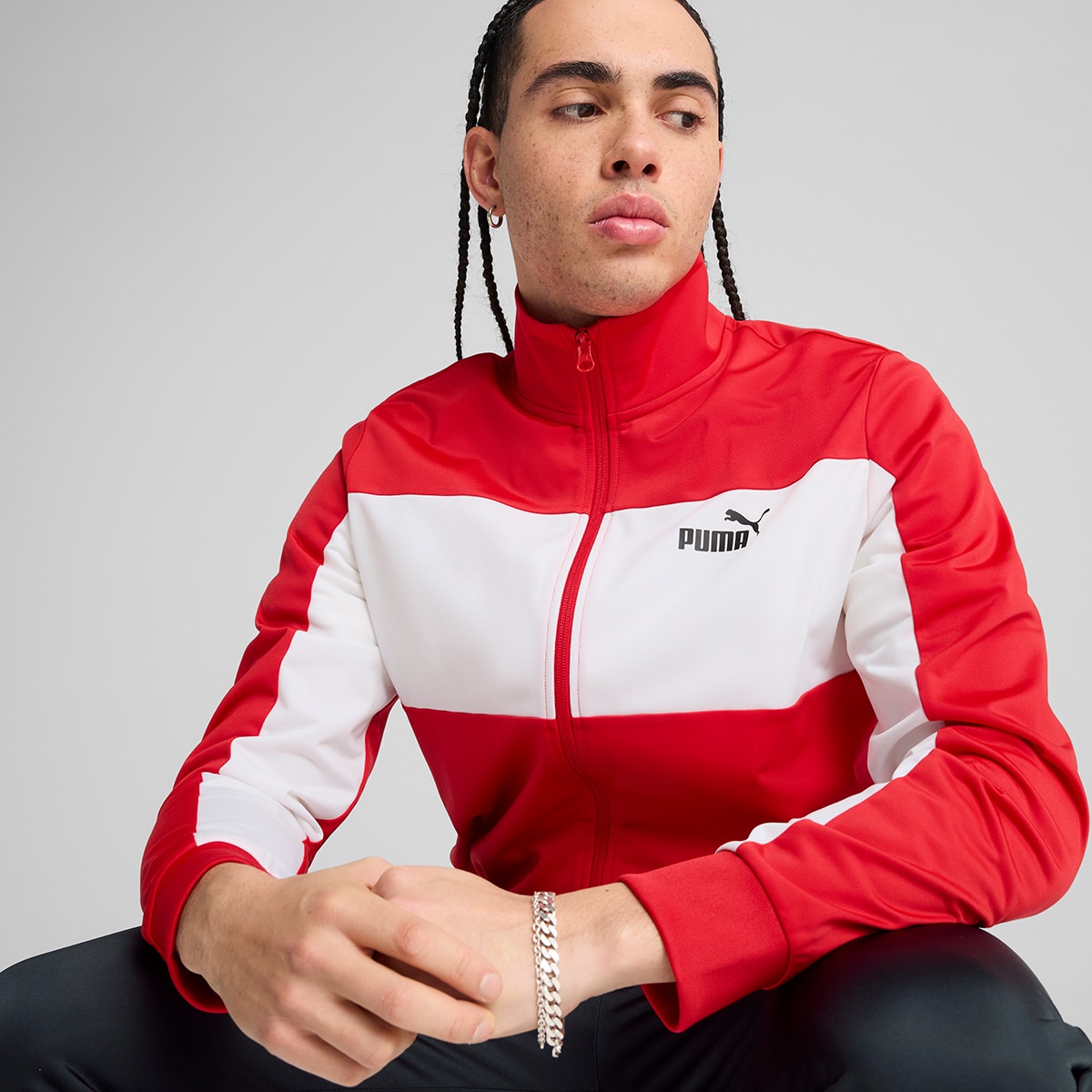 Fato de Treino de Homem Poly Colorblock Vermelho-4