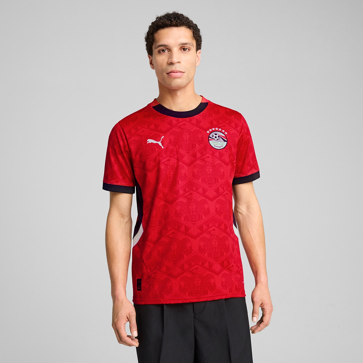 T-shirt de Homem 1.º Equipamento Egito 2024-2025 Réplica Vermelho-1