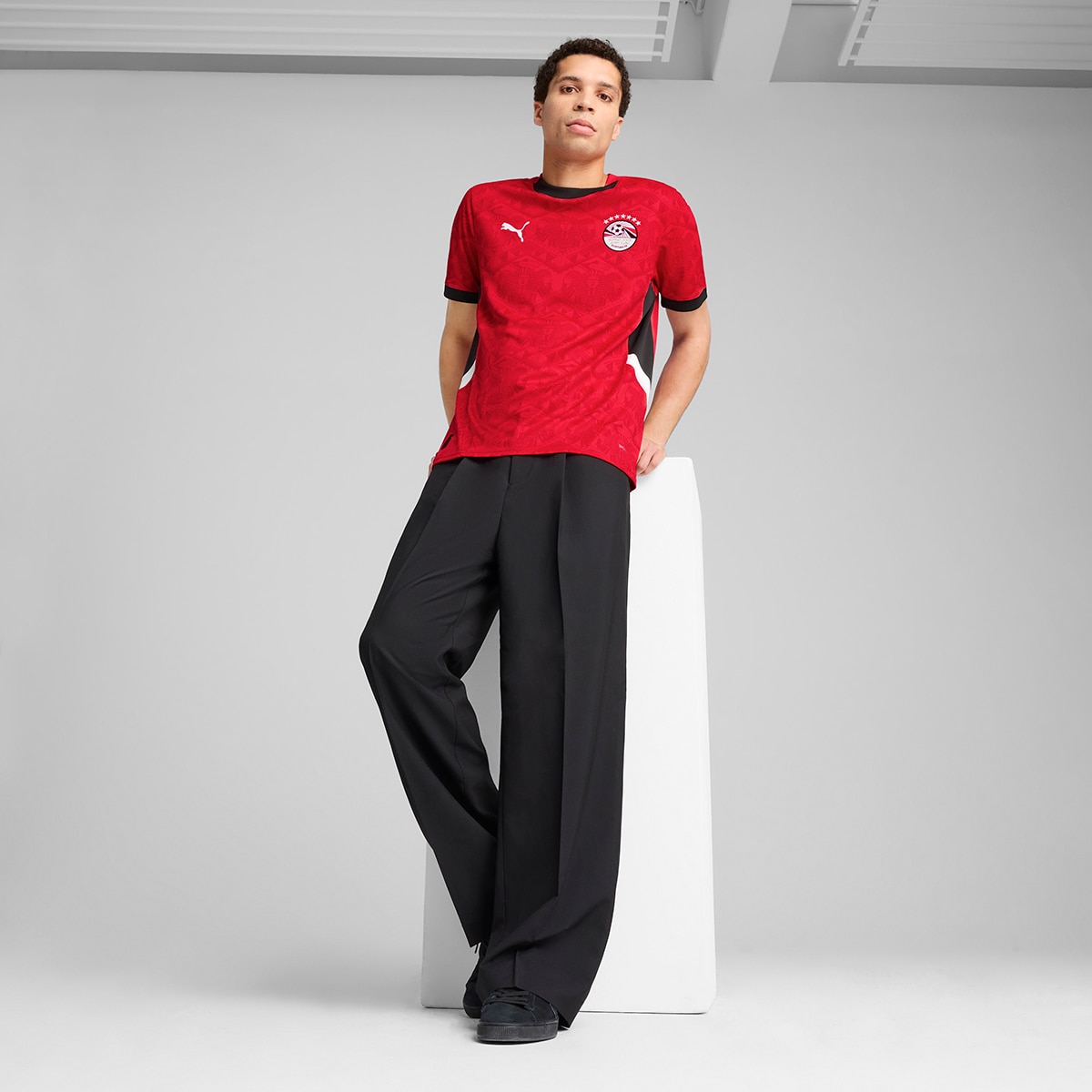 T-shirt de Homem 1.º Equipamento Egito 2024-2025 Réplica Vermelho-5
