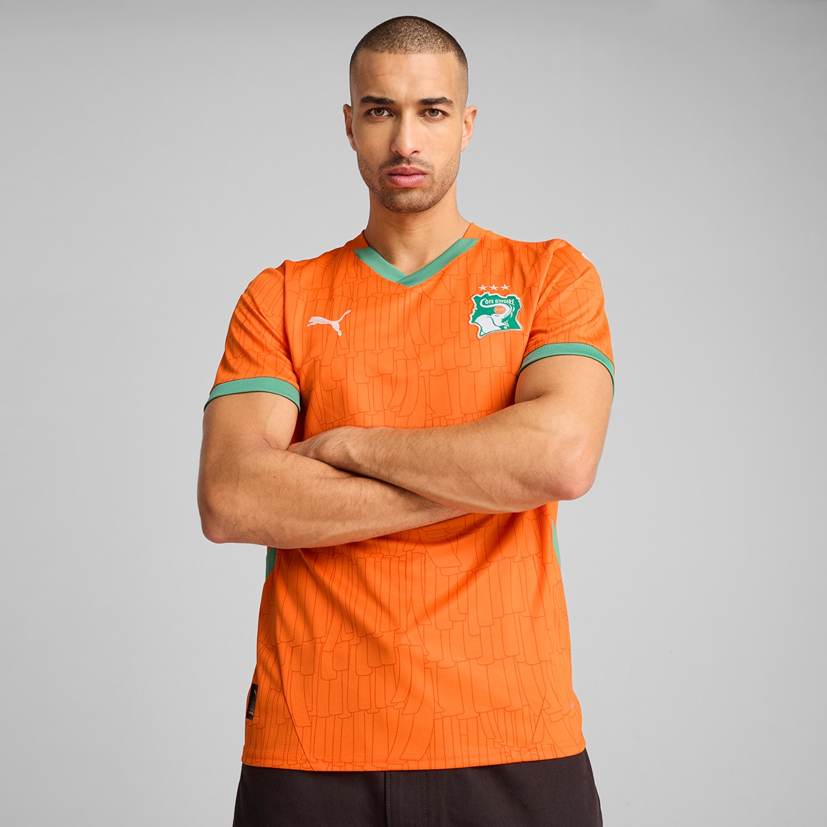 T-shirt de Homem 1.º Equipamento Costa do Marfim 2024-2025 Réplica Laranja-1