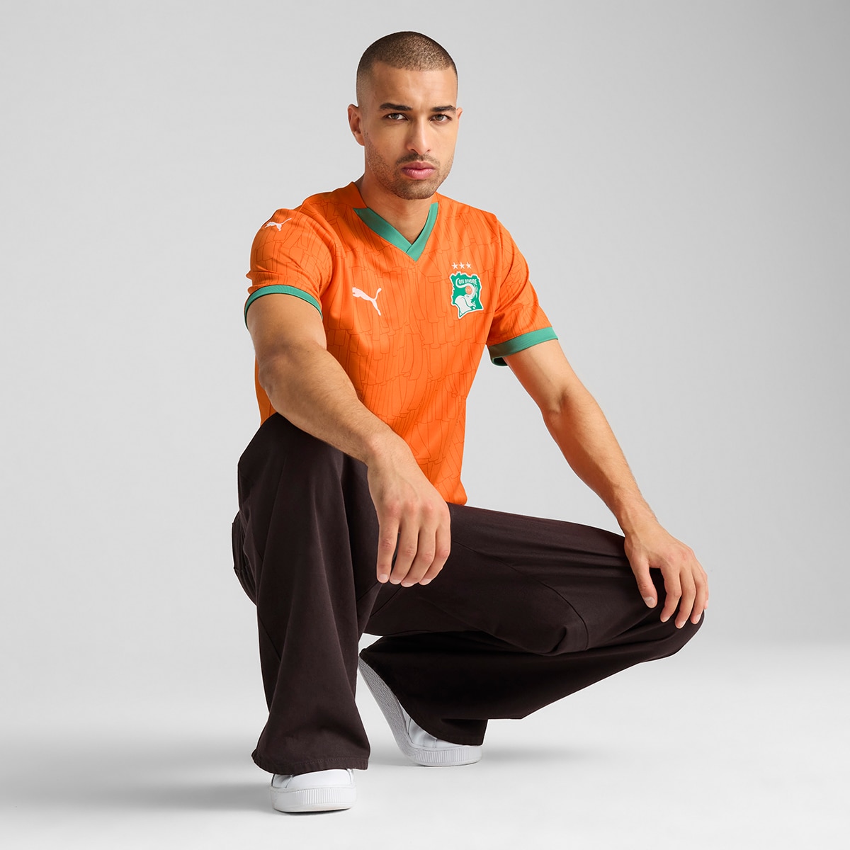 T-shirt de Homem 1.º Equipamento Costa do Marfim 2024-2025 Réplica Laranja-5