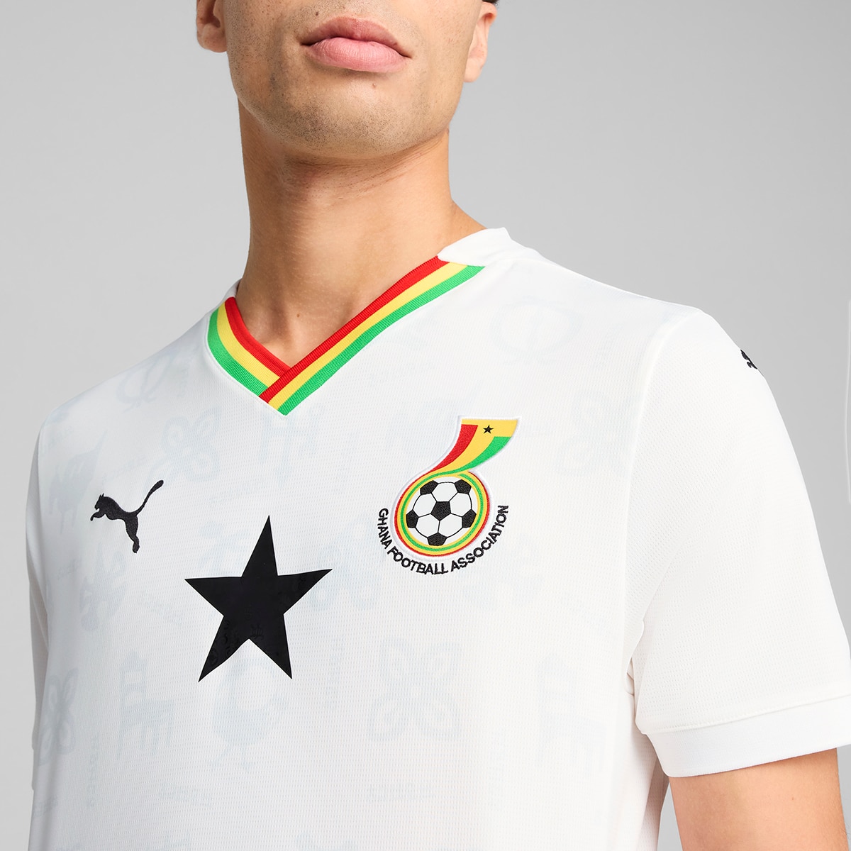 T-shirt de Homem 1.º Equipamento Ghana 2024-2025 Réplica Branco-4