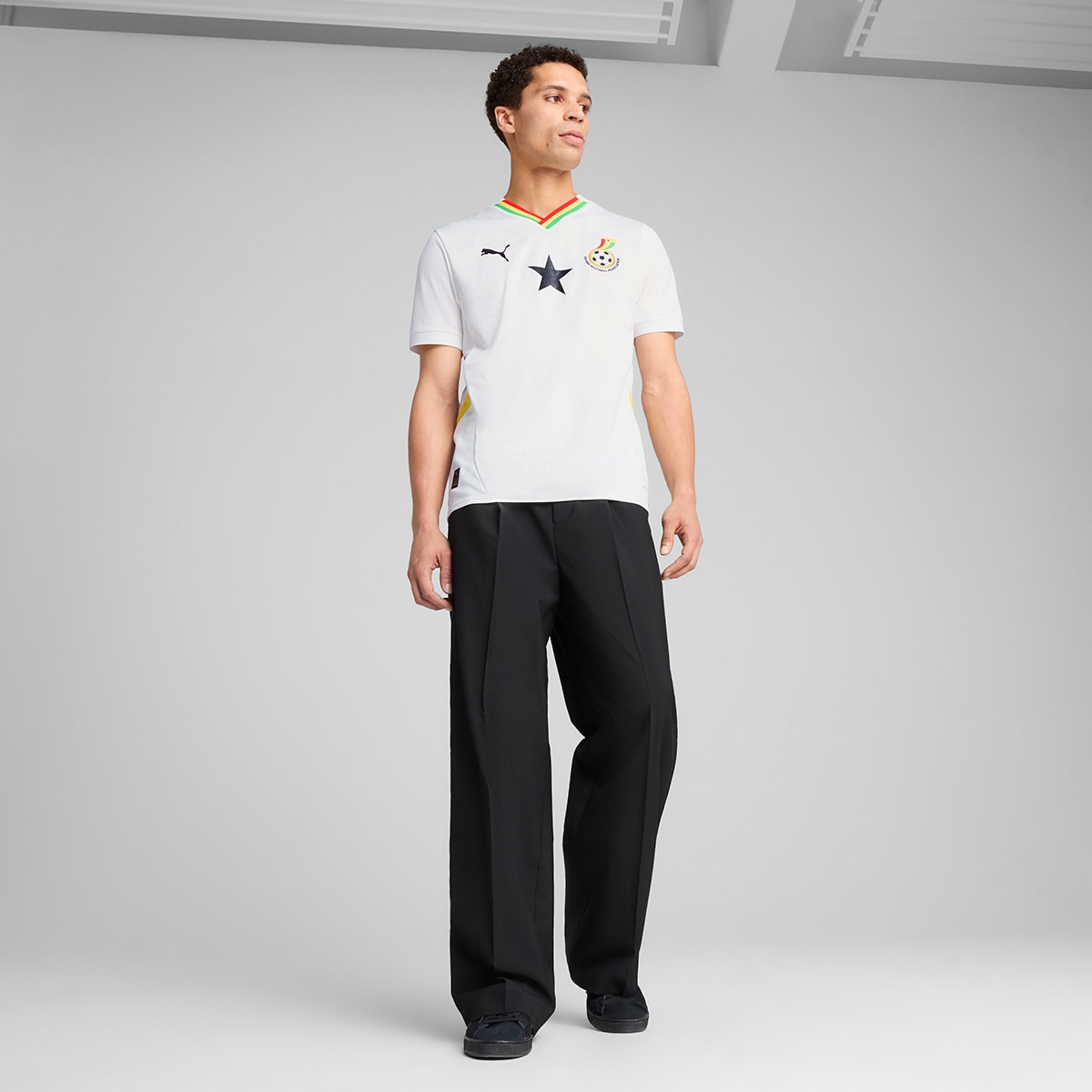 T-shirt de Homem 1.º Equipamento Ghana 2024-2025 Réplica Branco-5