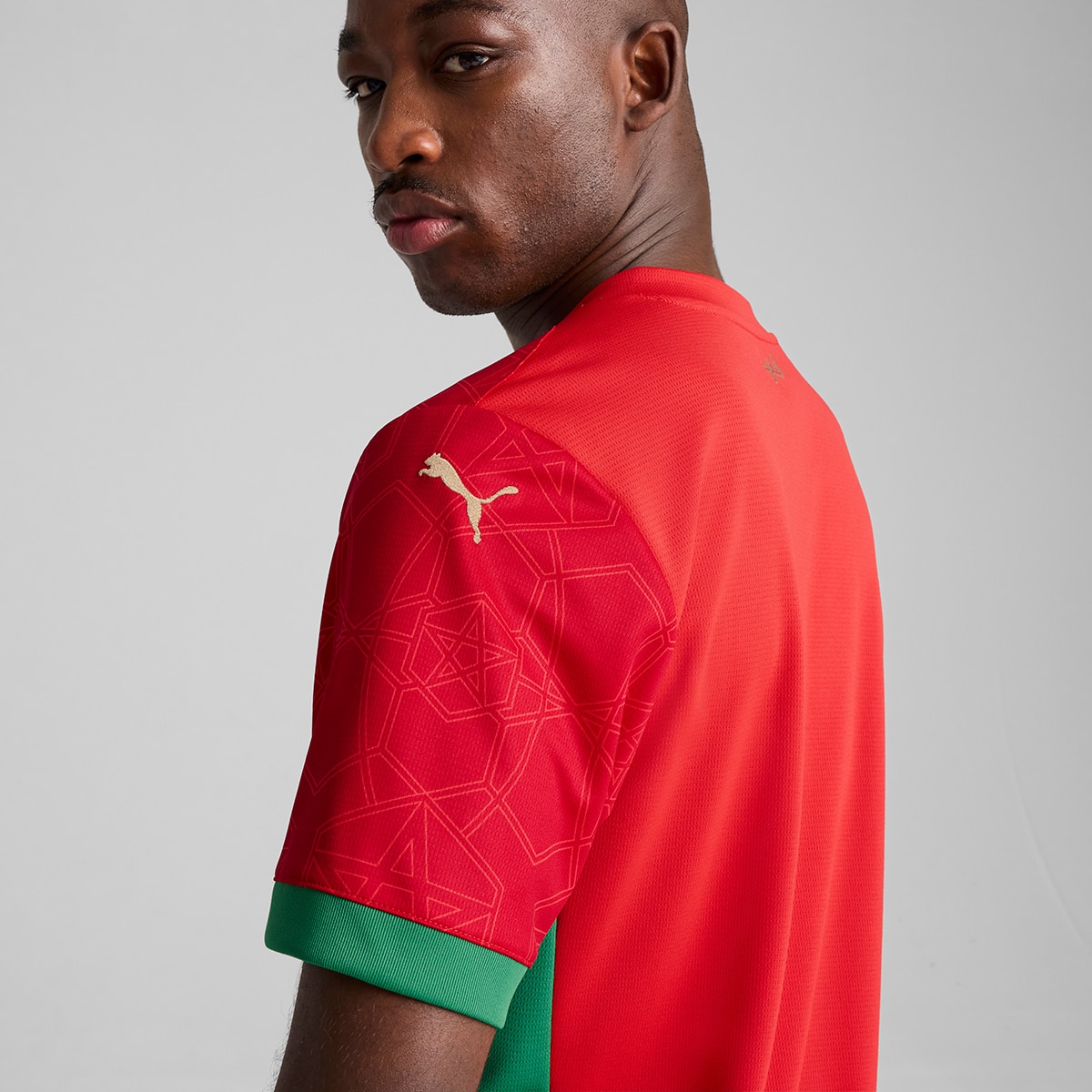 T-shirt de Homem 1.º Equipamento Marrocos FRMF 2024-2025 Vermelho-4