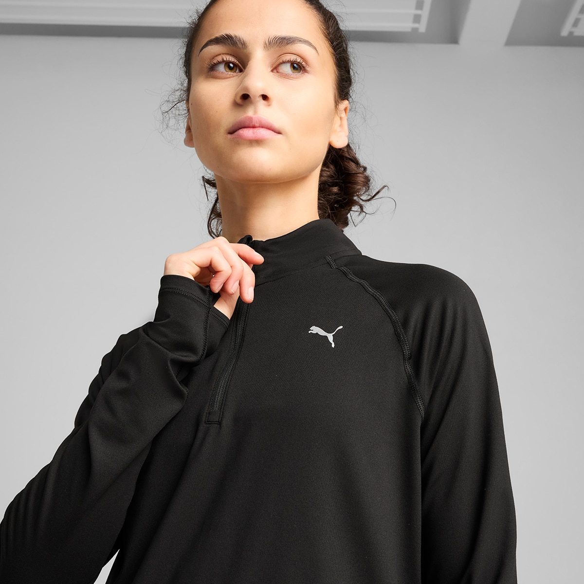 Sweatshirt de Mulher W Run Velocity Cloudspun 1/4 ZIP Preto-4