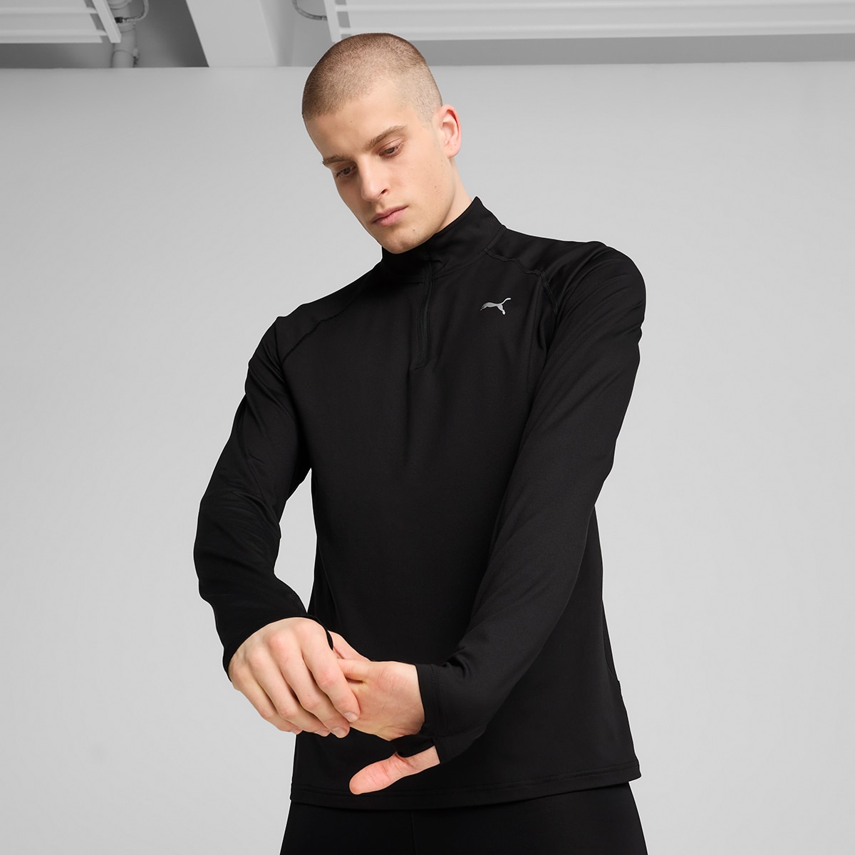 Sudadera de hombre M RUN VELOCITY CLOUDSPUN 1/4 ZIP Puma Negro