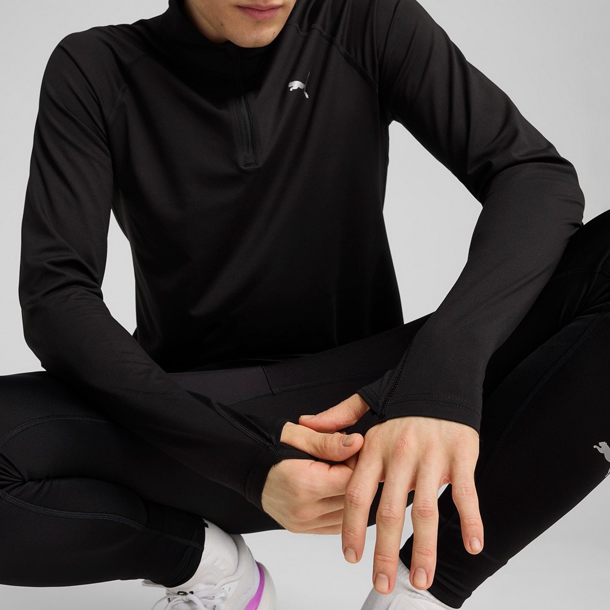 Sweatshirt de Homem M Run Velocity Cloudspun 1/4 ZIP Preto-3