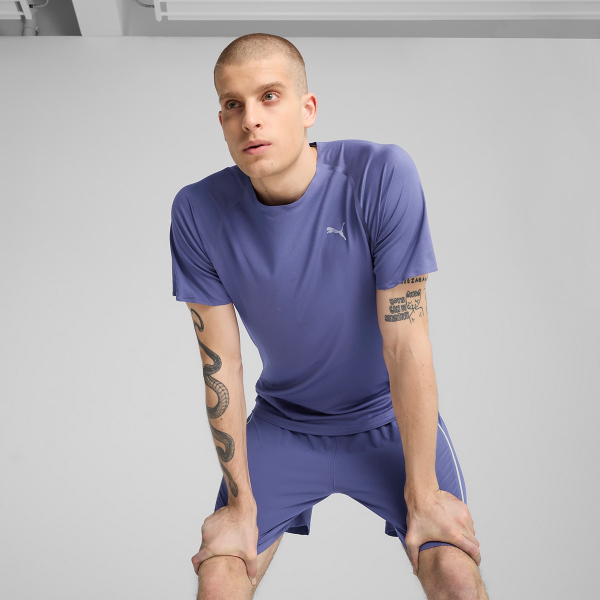 T-shirt de Homem M Run Cloudspun Tee? Puma Azul-1