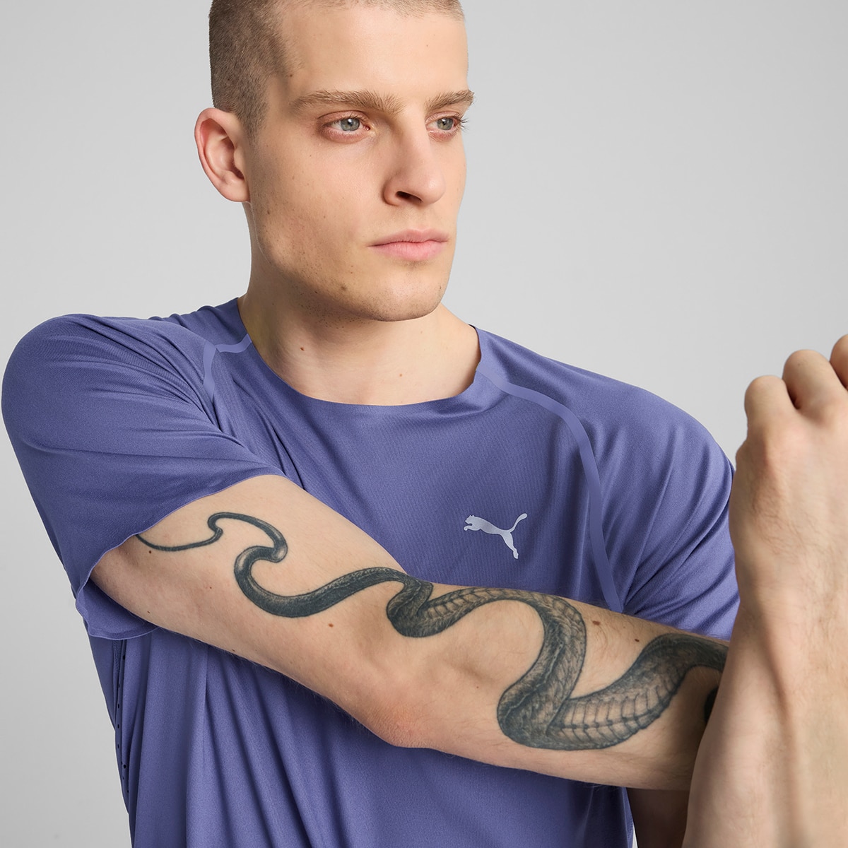 T-shirt de Homem M Run Cloudspun Tee? Puma Azul-4