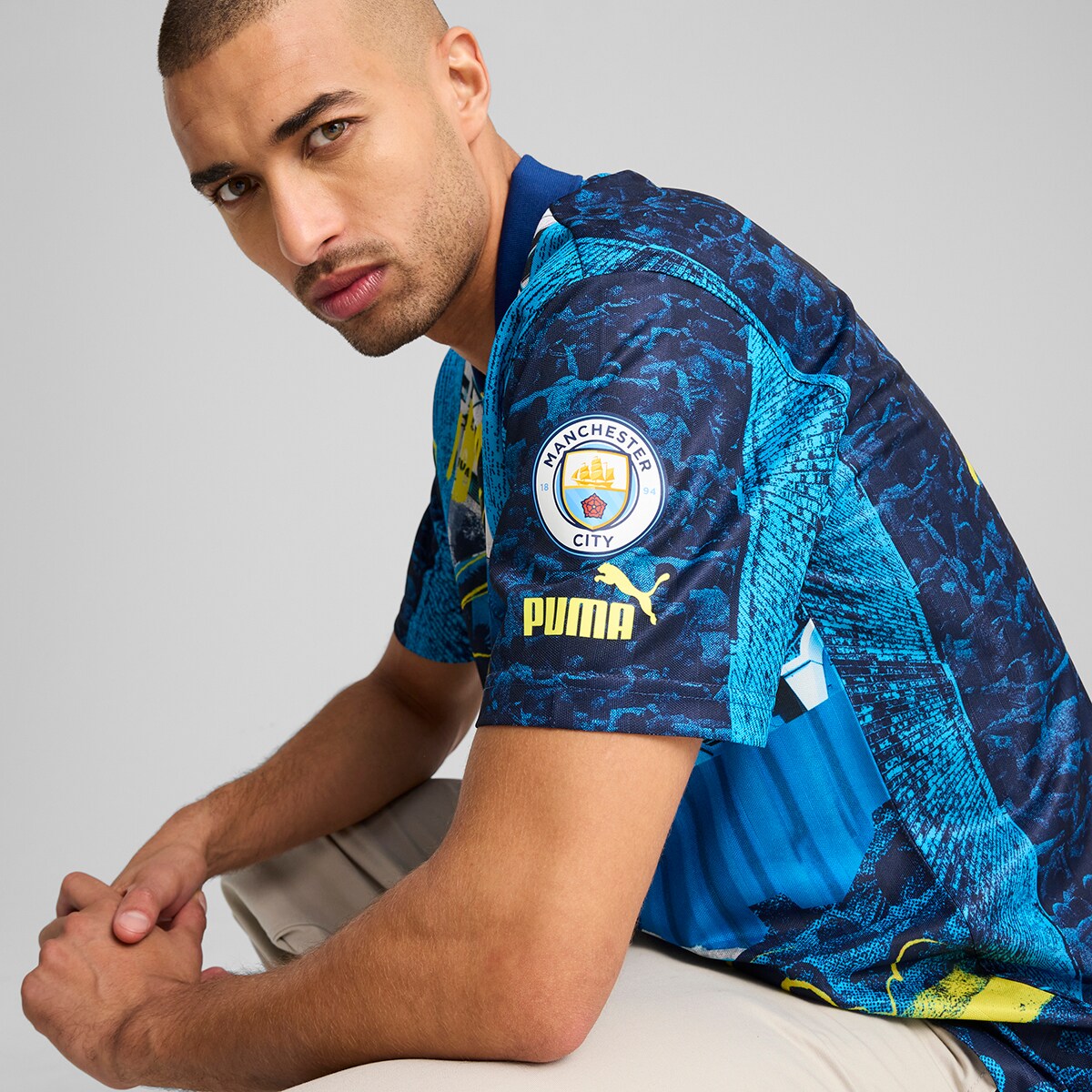 T-shirt de Homem MCFC ftblNRGY+ Retro Jersey Azul-4