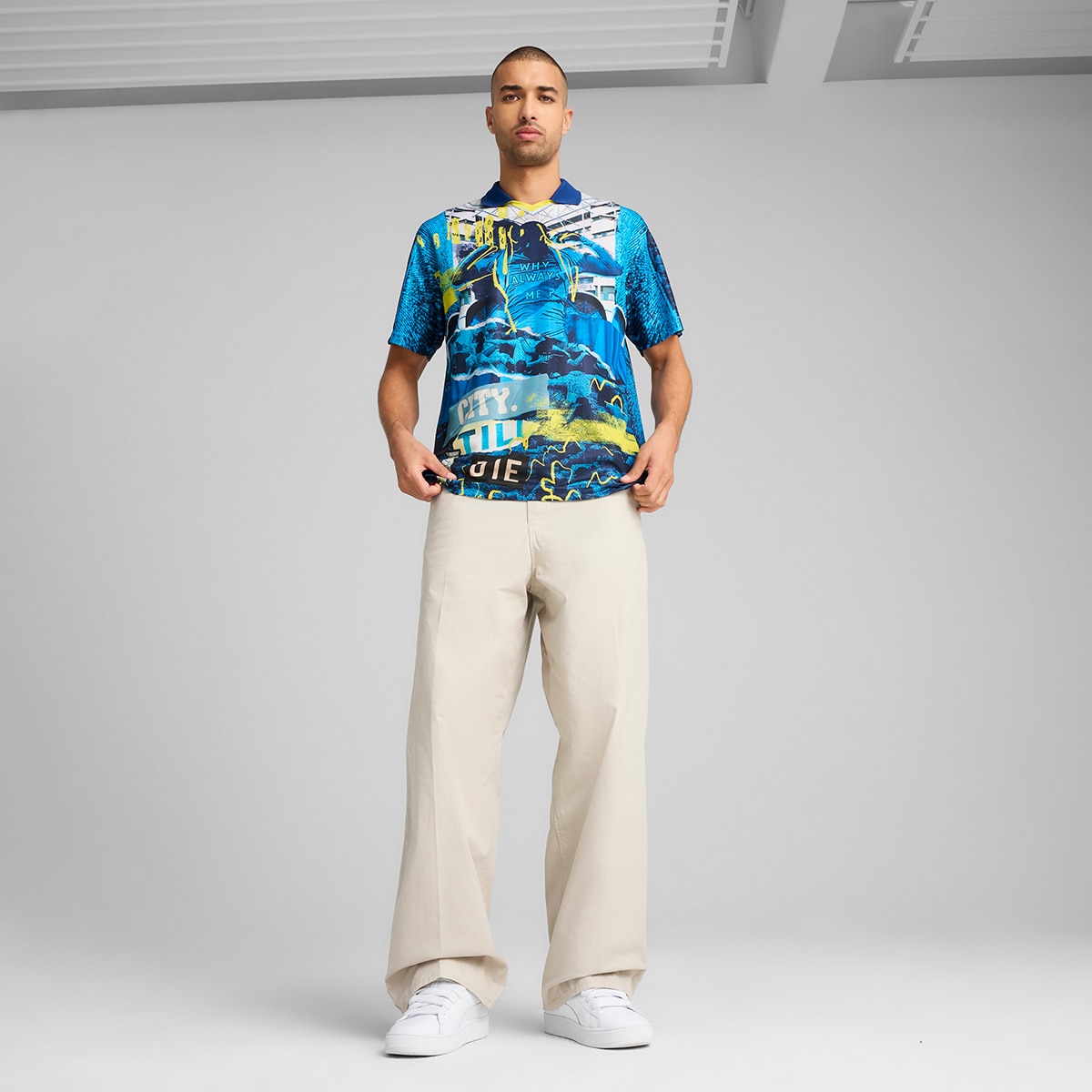 T-shirt de Homem MCFC ftblNRGY+ Retro Jersey Azul-5