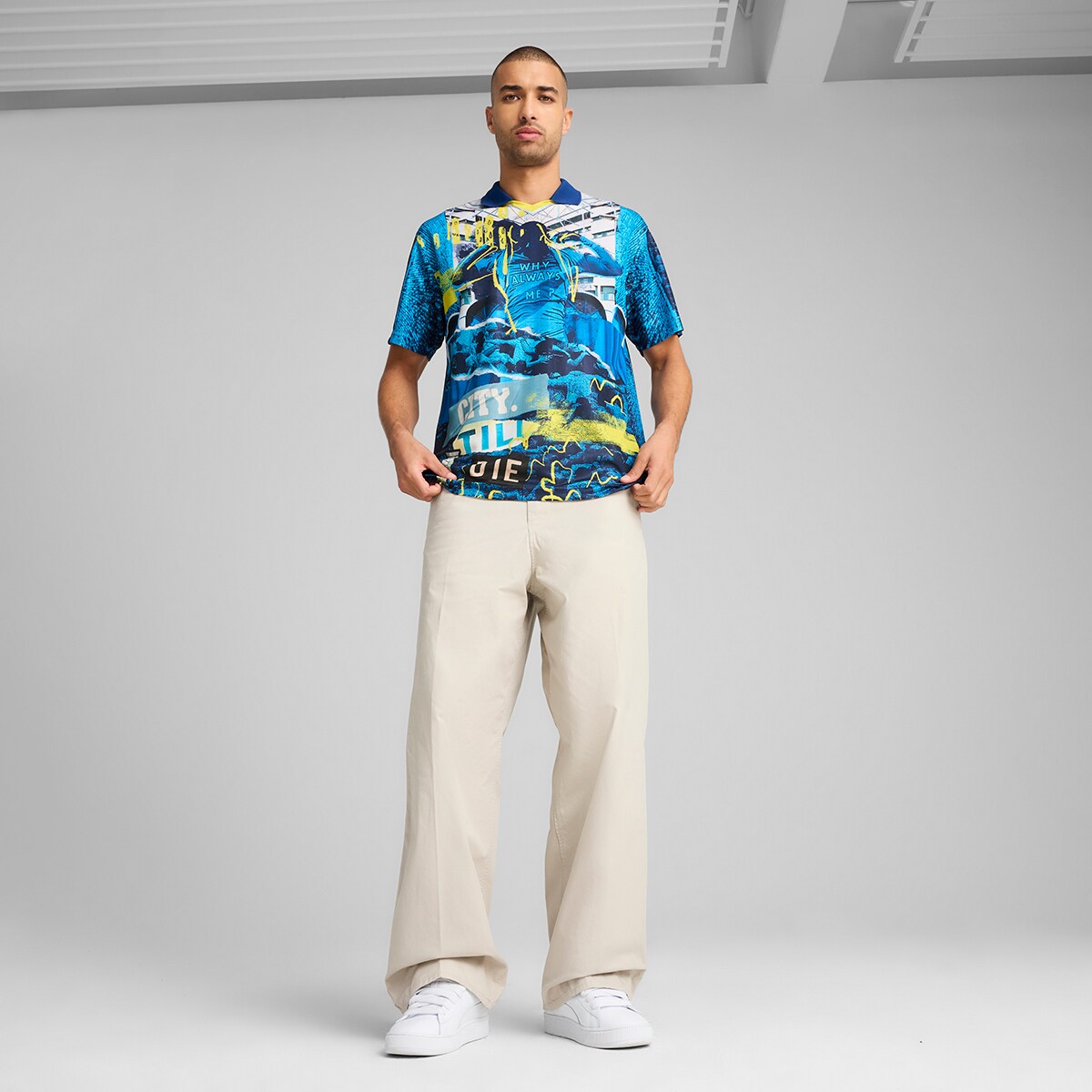 T-shirt de Homem MCFC ftblNRGY+ Retro Jersey Azul-5