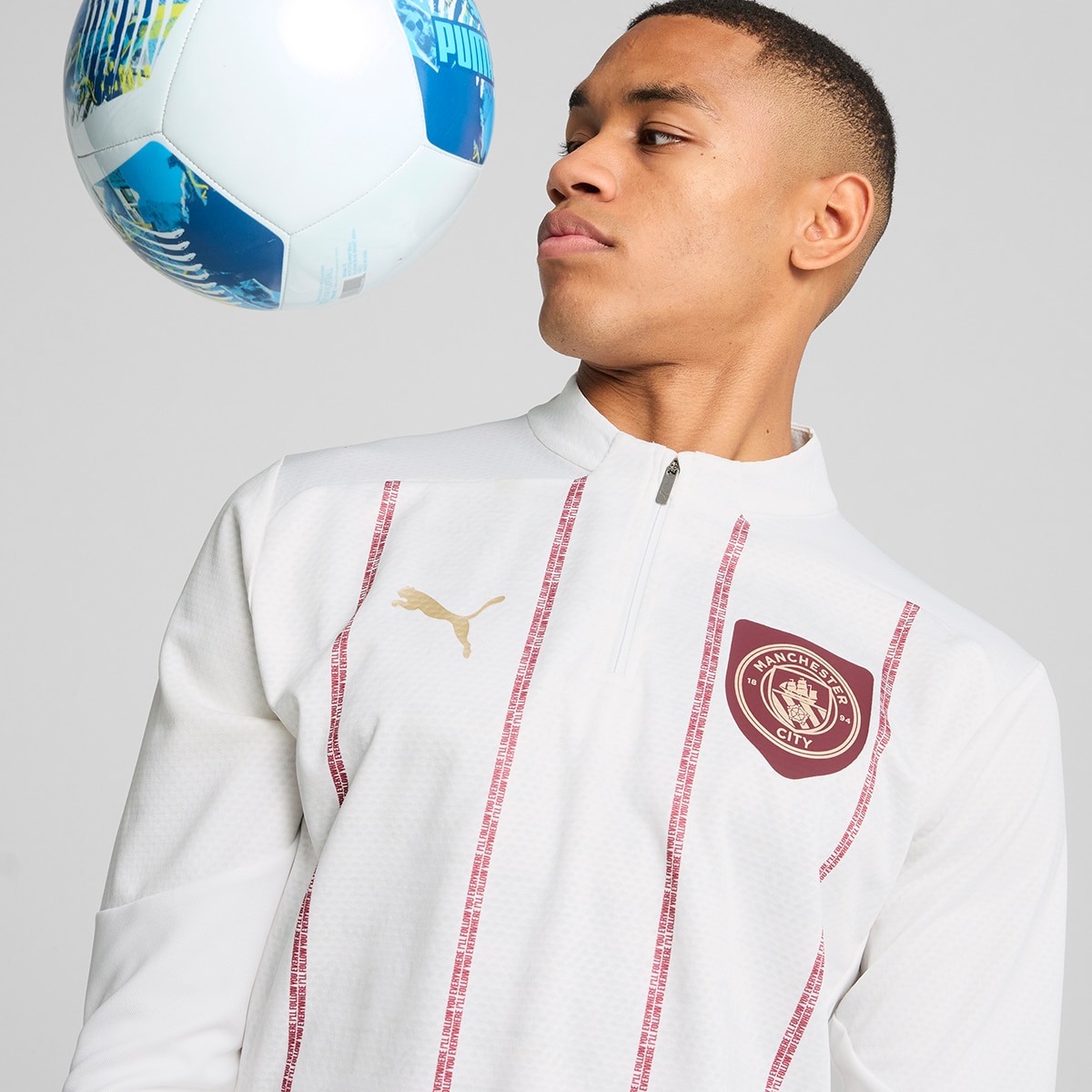 Casaco de Homem MCFC Prematch 1/4 Zip Top Branco-3