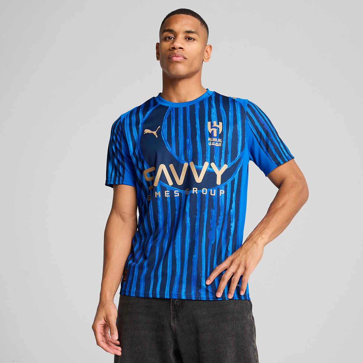 T-shirt de Futebol de Homem Kidsuper AHSFC Jersey Réplica Azul-1