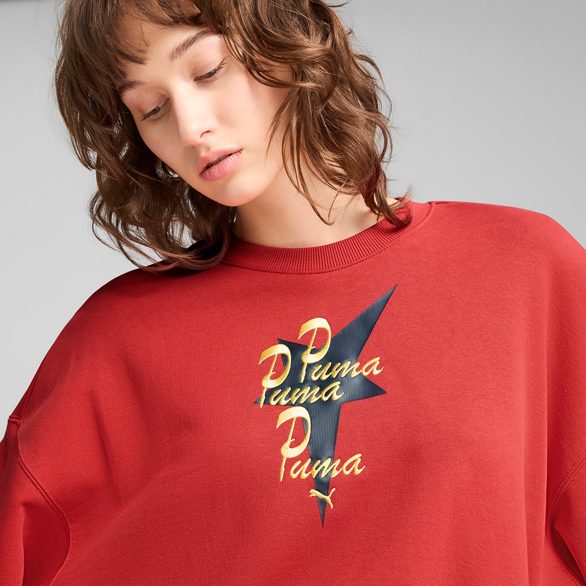 Sweatshirt de Mulher Road To Unity Oversized Graphic Crew TR Vermelho-3
