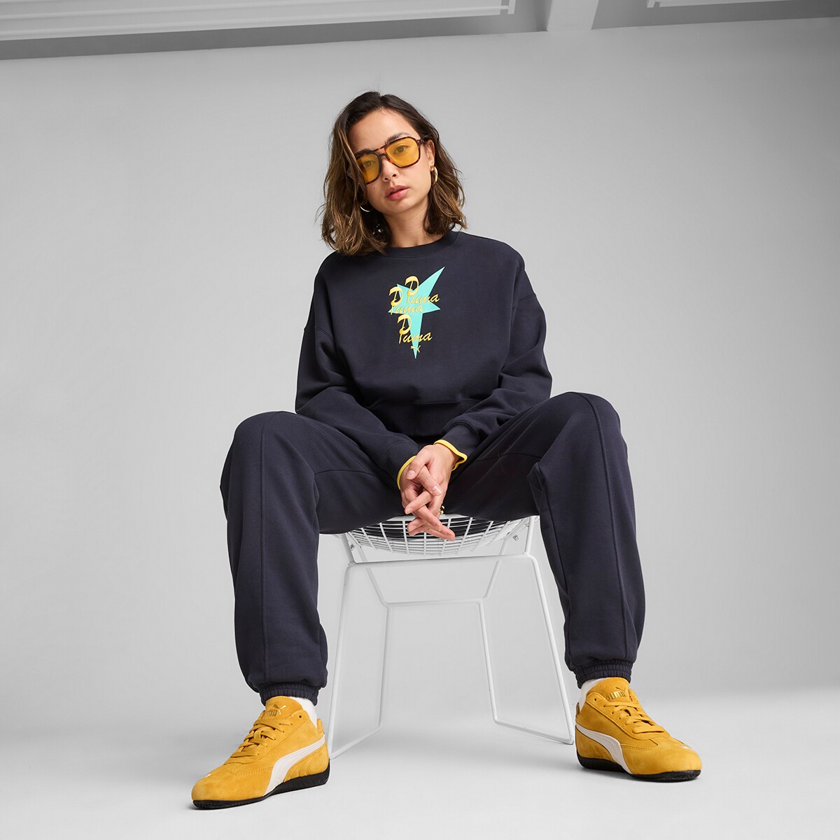 Sweatshirt de Mulher Road To Unity Oversized Graphic Crew TR Azul-5