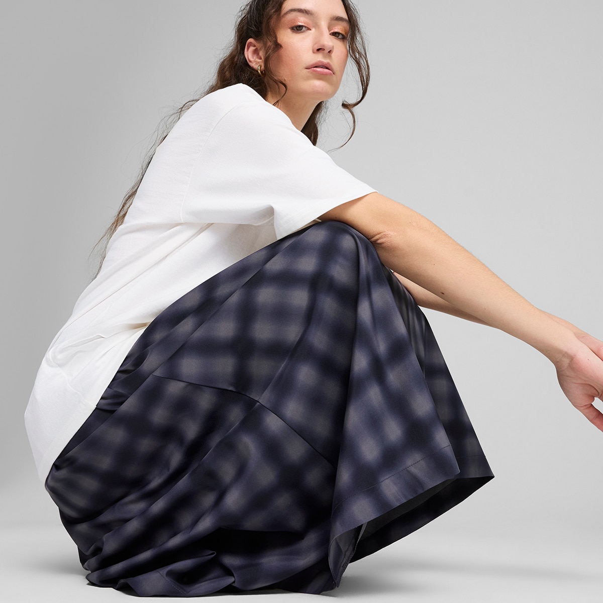 Saia de Mulher Road To Unity Woven Midi AOP Pleated Skirt Azul-3