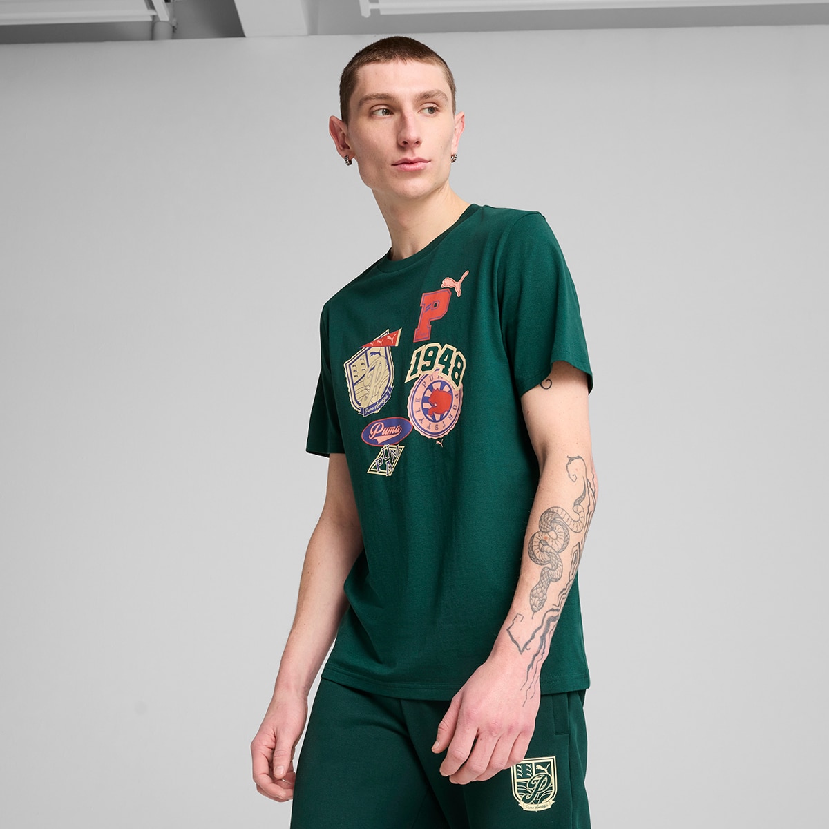 T-shirt de Homem Sports Legacy Front Graphic Tee Verde-1