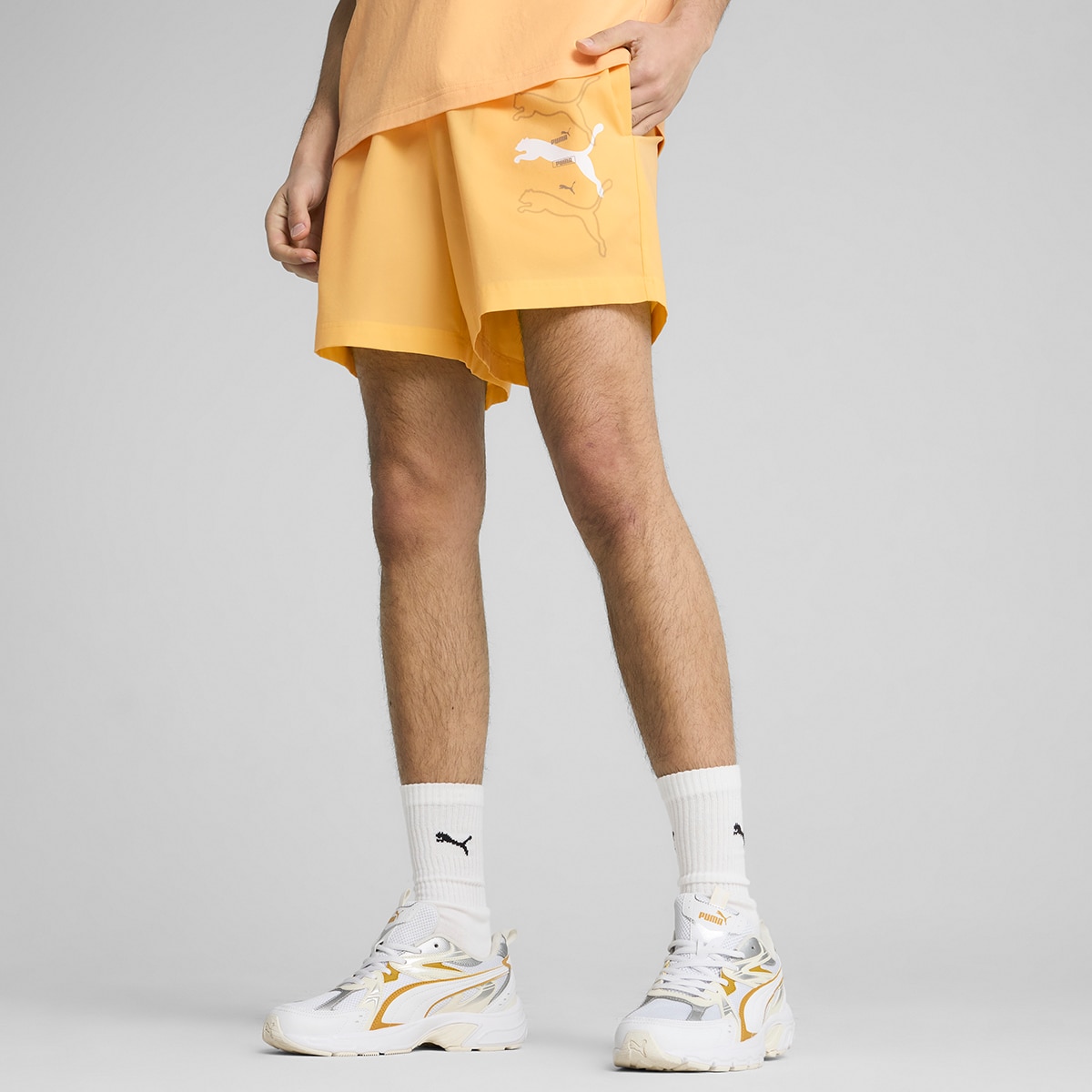 Calções de Homem ESS Logo Lab Logo Woven Shorts 5" Laranja-1