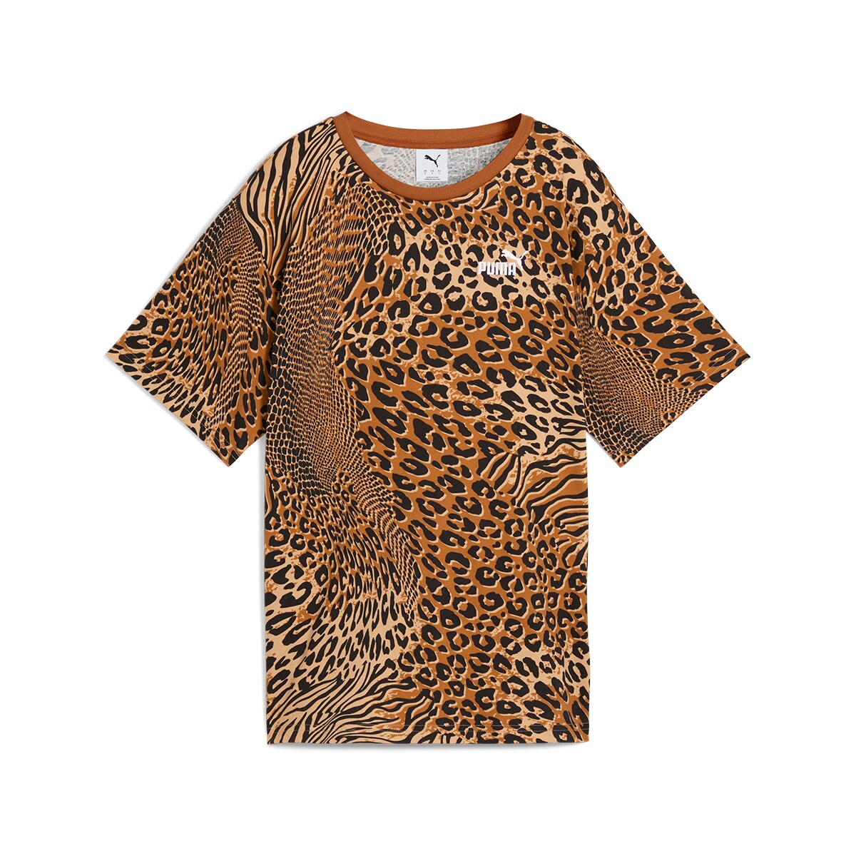 T-shirt de Mulher ESS Graphic Animal Relaxed AOP Tee Castanho-4