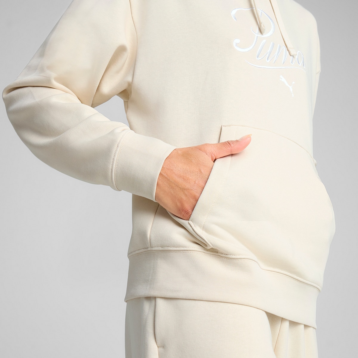 Sweatshirt de Mulher ESS Script Comfort Hoodie TR Branco-4