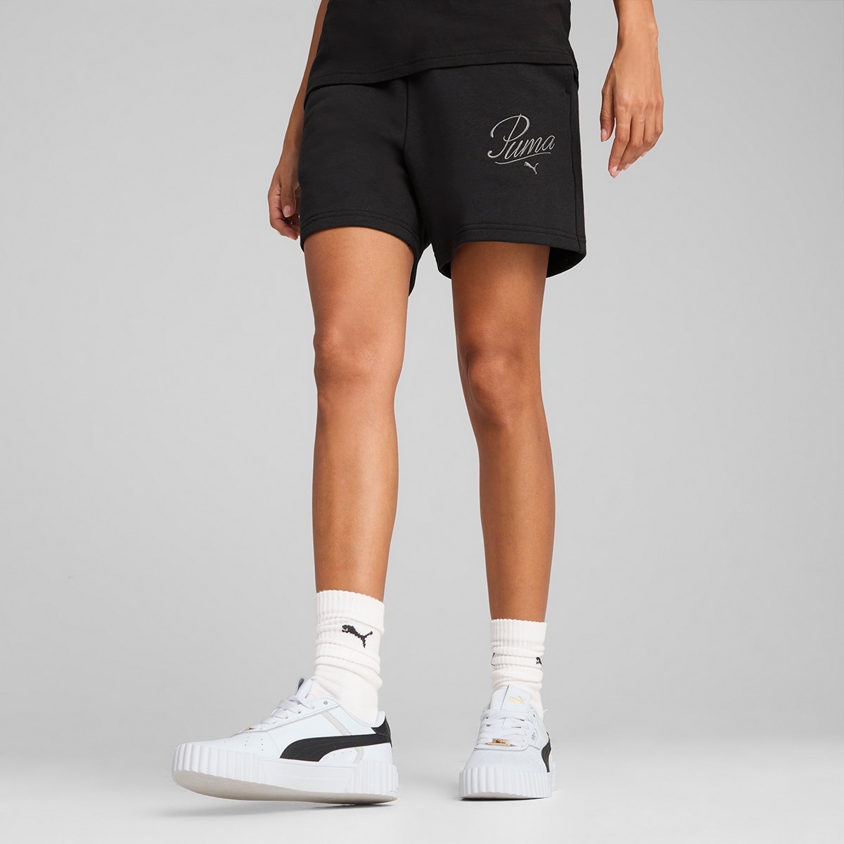 Calções de Mulher ESS Script High-Waist Shorts 5" Preto-1