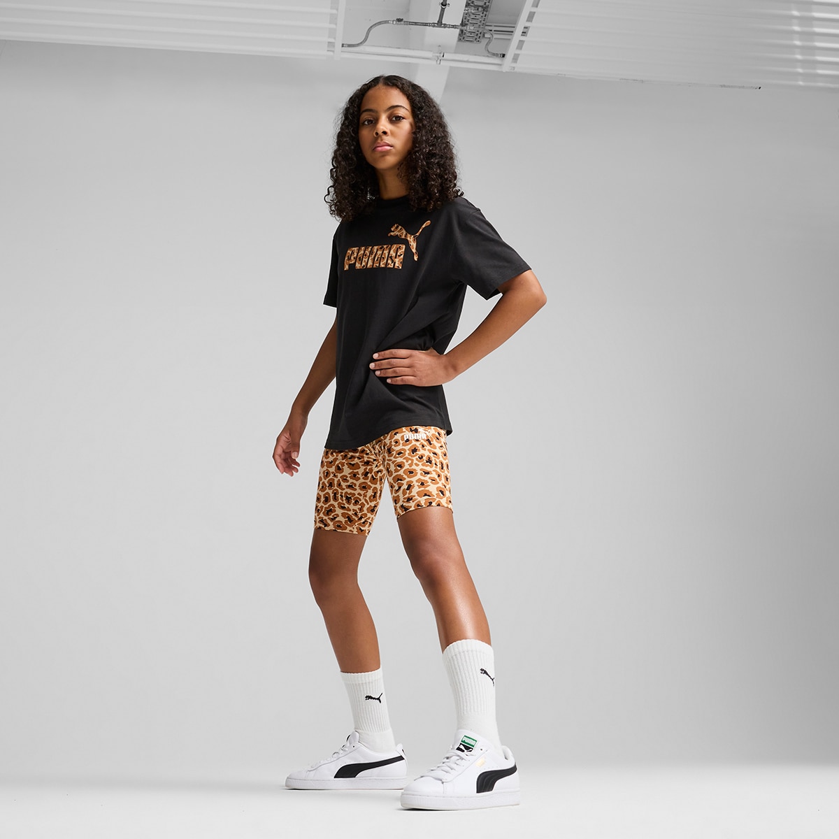 Calções de Criança ESS Animal AOP Short Leggings G Castanho-3
