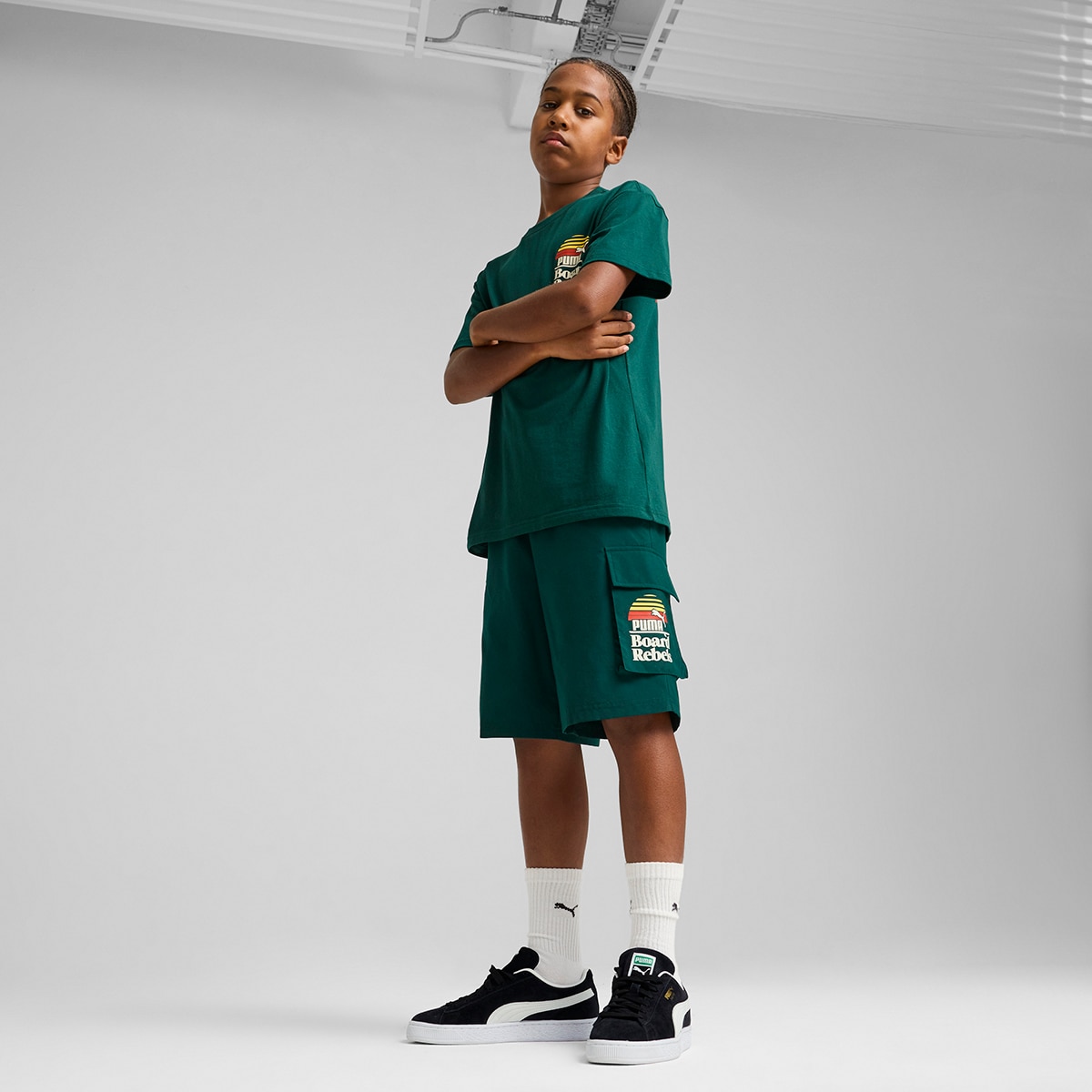 Calções de Criança MID90S Cargo Chino Shorts B Verde-2