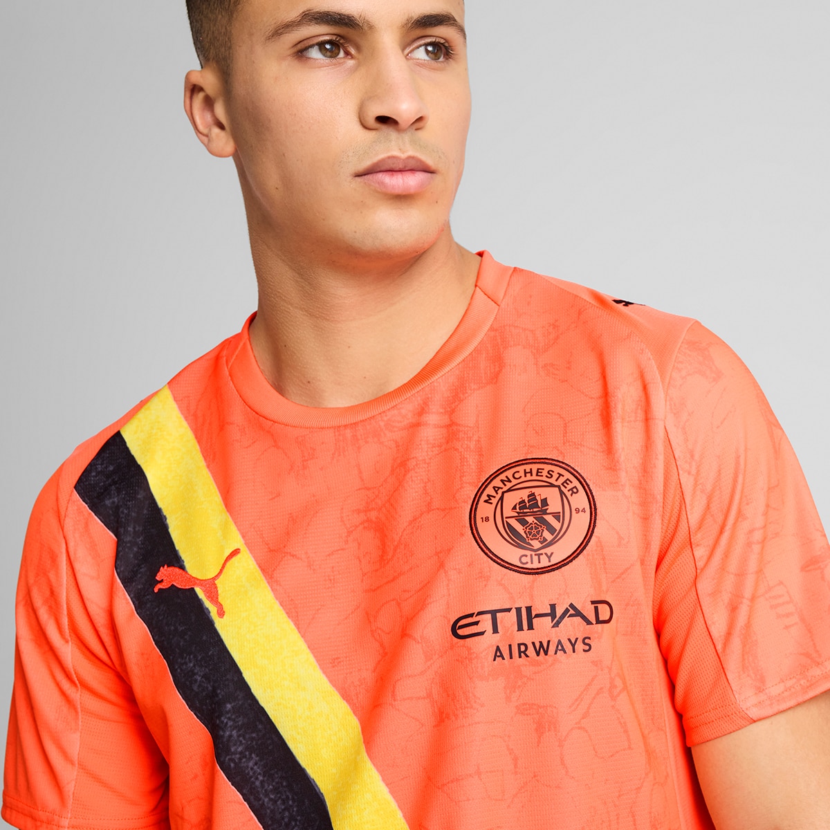 T-shirt de Futebol de Homem Kidsuper MCFC Jersey Réplica Laranja-4