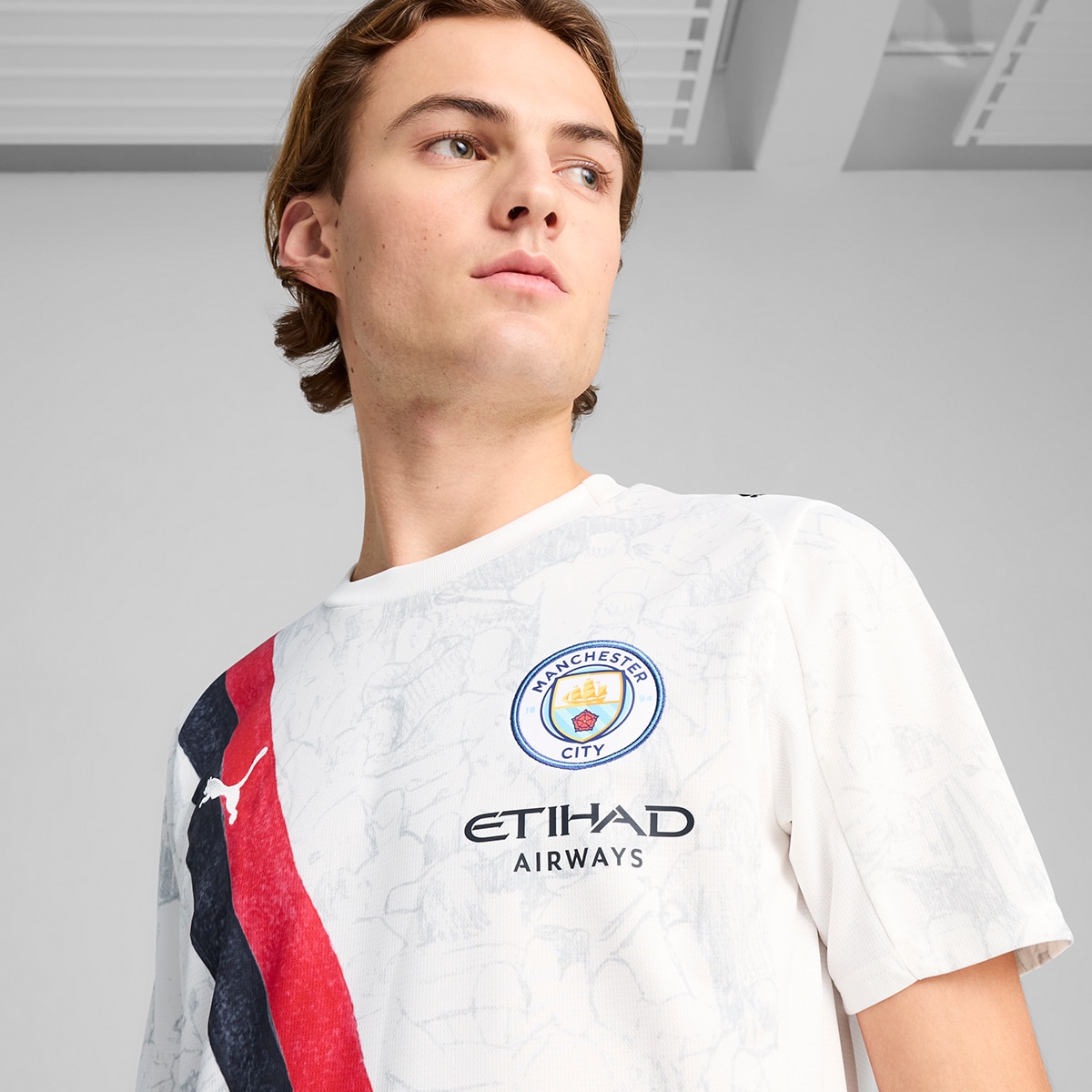 T-shirt de Futebol de Homem Kidsuper MCFC Jersey Réplica Branco-3