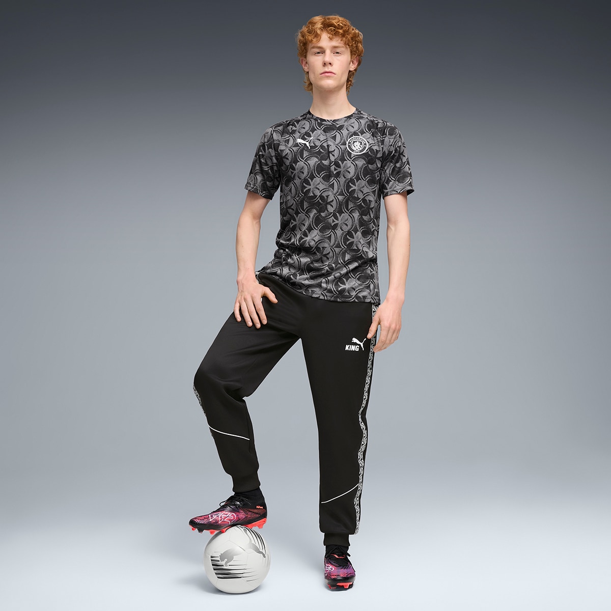 T-shirt de Futebol de Homem MCFC Warm Up Jersey Preto-5