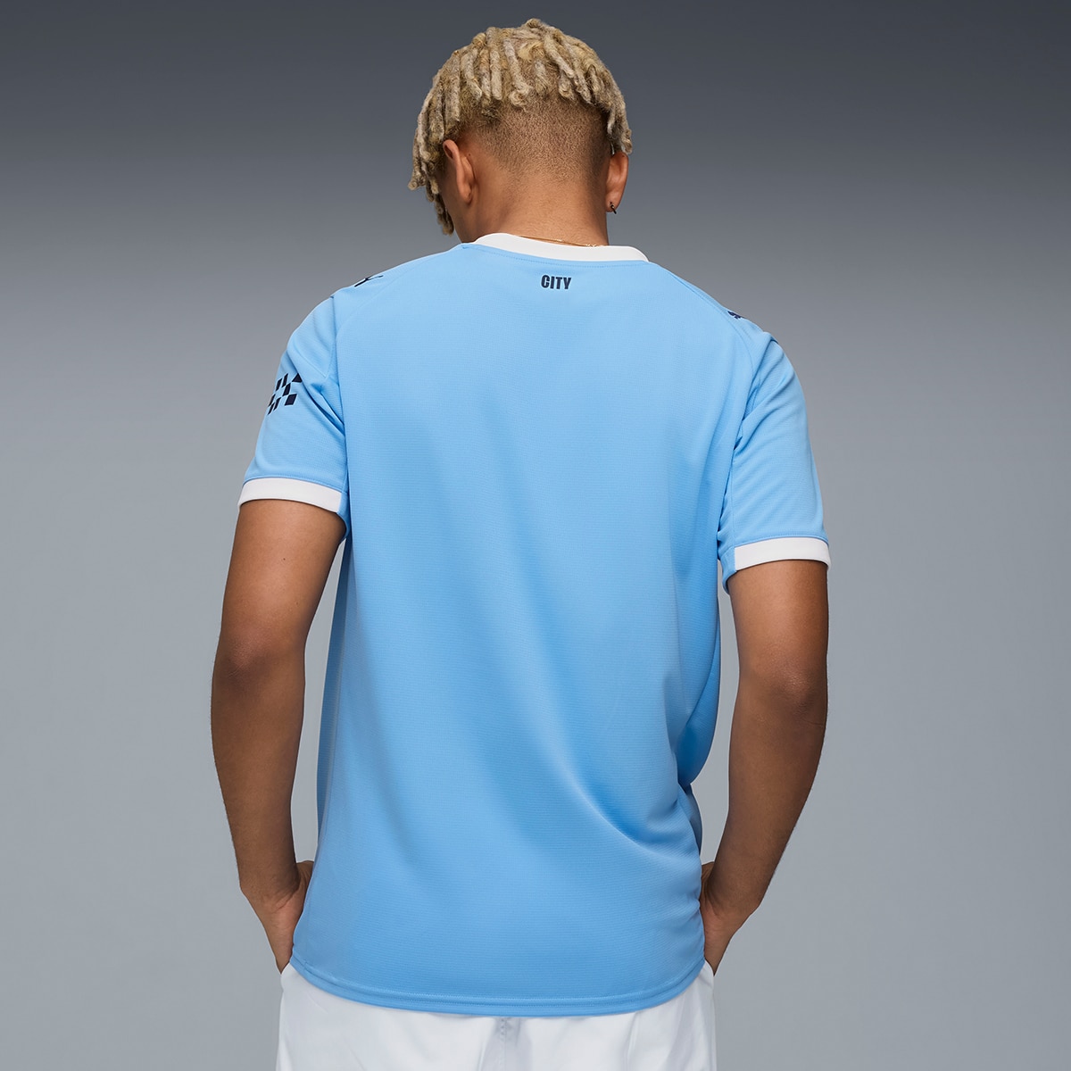 T-shirt de Futebol de Homem MCFC Home Jersey Réplica Azul-2