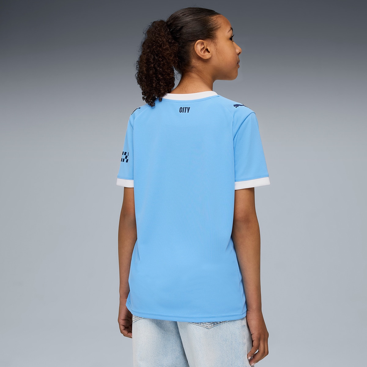 T-shirt de Futebol de Homem MCFC Home Jersey Réplica Jr Azul-2
