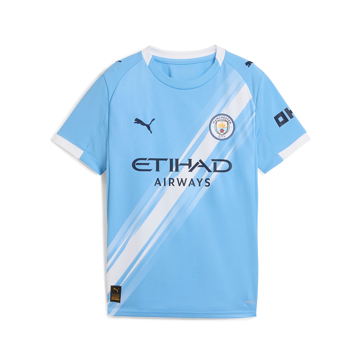 T-shirt de Futebol de Homem MCFC Home Jersey Réplica Jr Azul-5