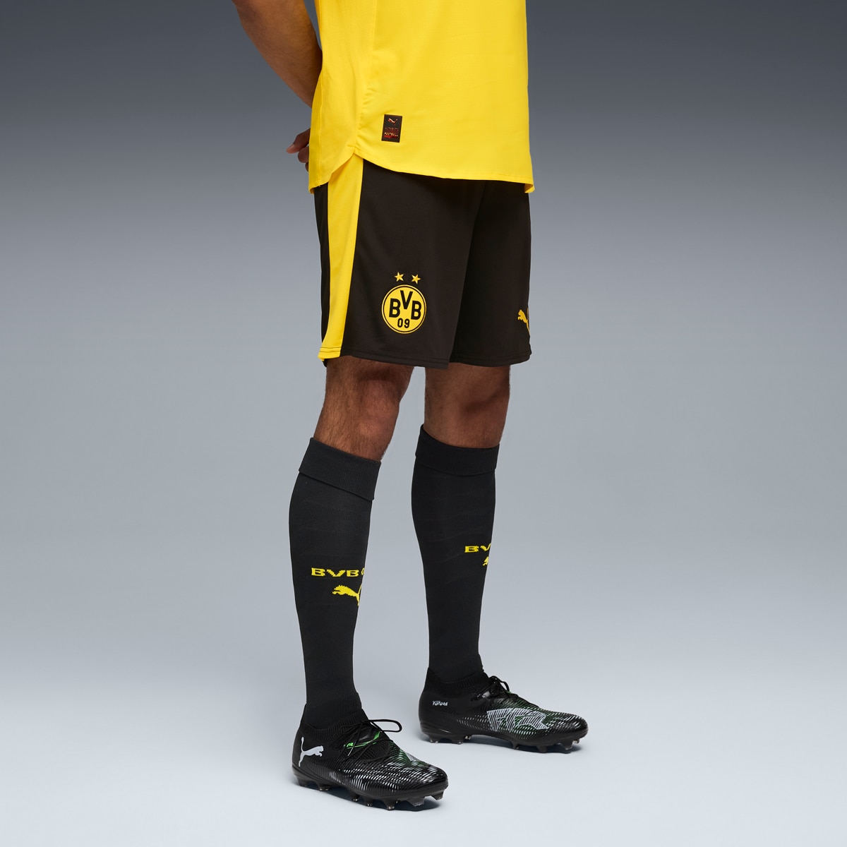 Calções de Homem BVB Shorts Replica w/ Blocking Preto-1