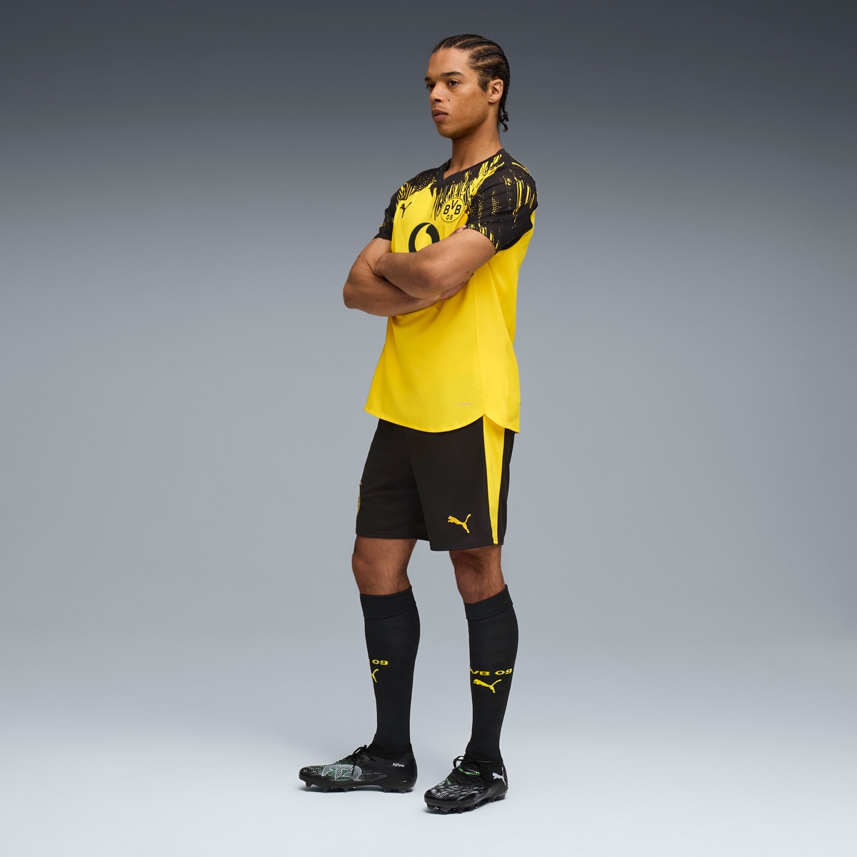 Calções de Homem BVB Shorts Replica w/ Blocking Preto-3