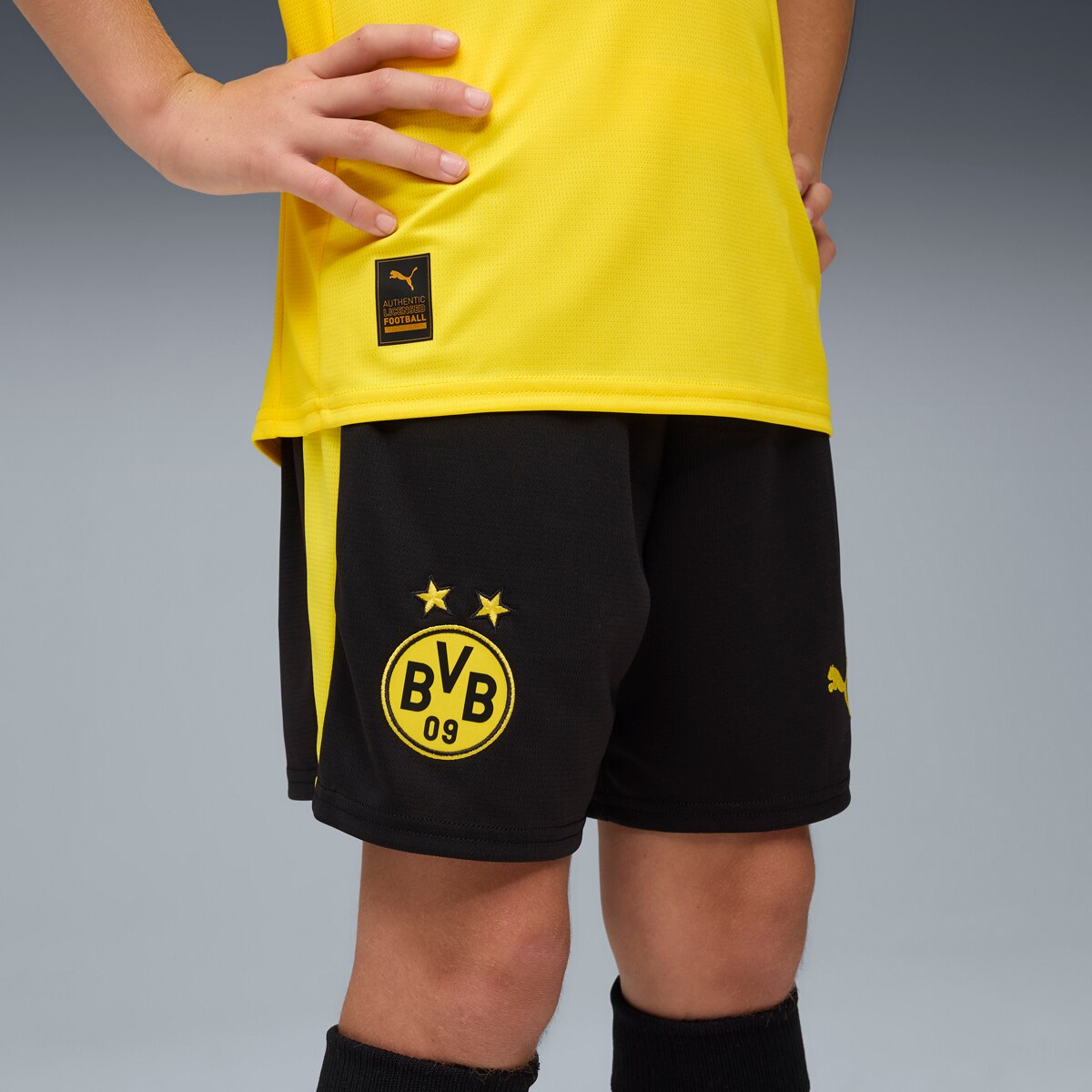Calções de Homem BVB Shorts Replica w/ Blocking Jr Preto-2
